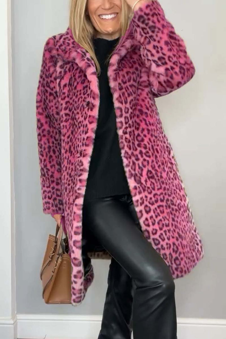 Valentina - Klassischer Damen Wintermantel Mit Leopardenmuster