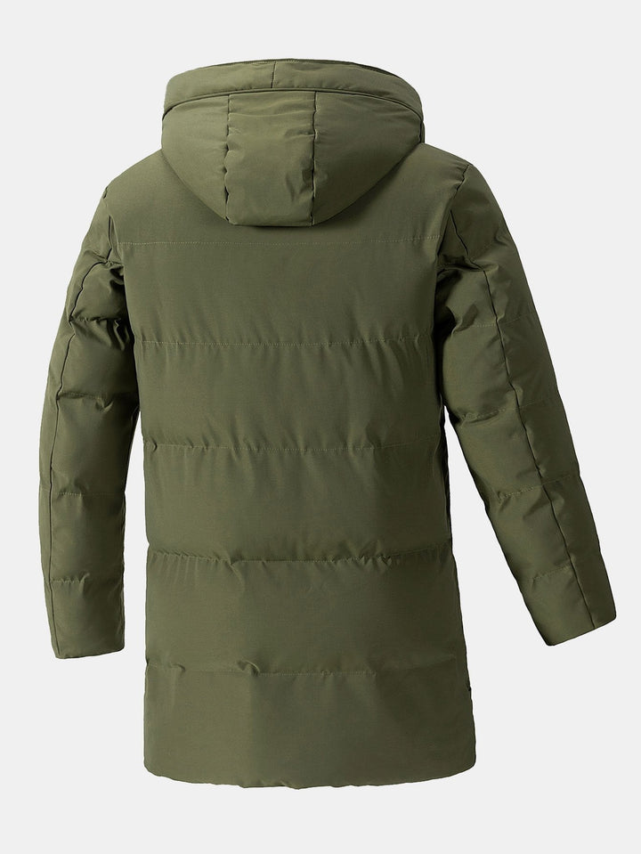 Herren Pufferparka mit Kapuze, Kordelzug und Taschen
