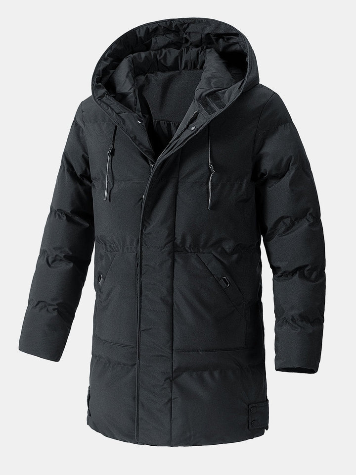 Herren Pufferparka mit Kapuze, Kordelzug und Taschen