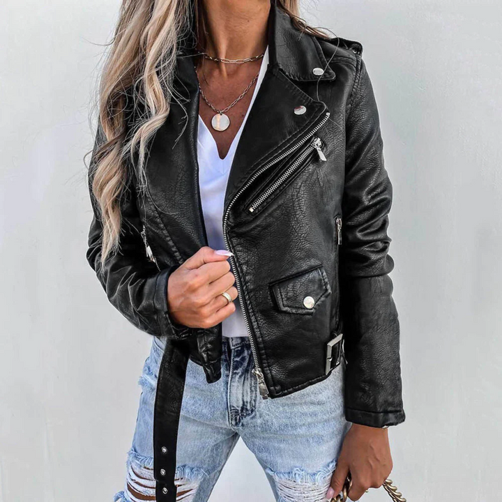 Giacca da donna a maniche lunghe con tasche e cintura