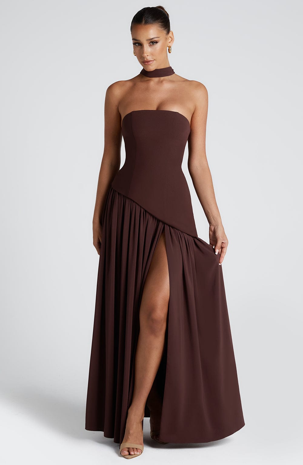 Damen Maxi Kleid mit Seitenschlitz