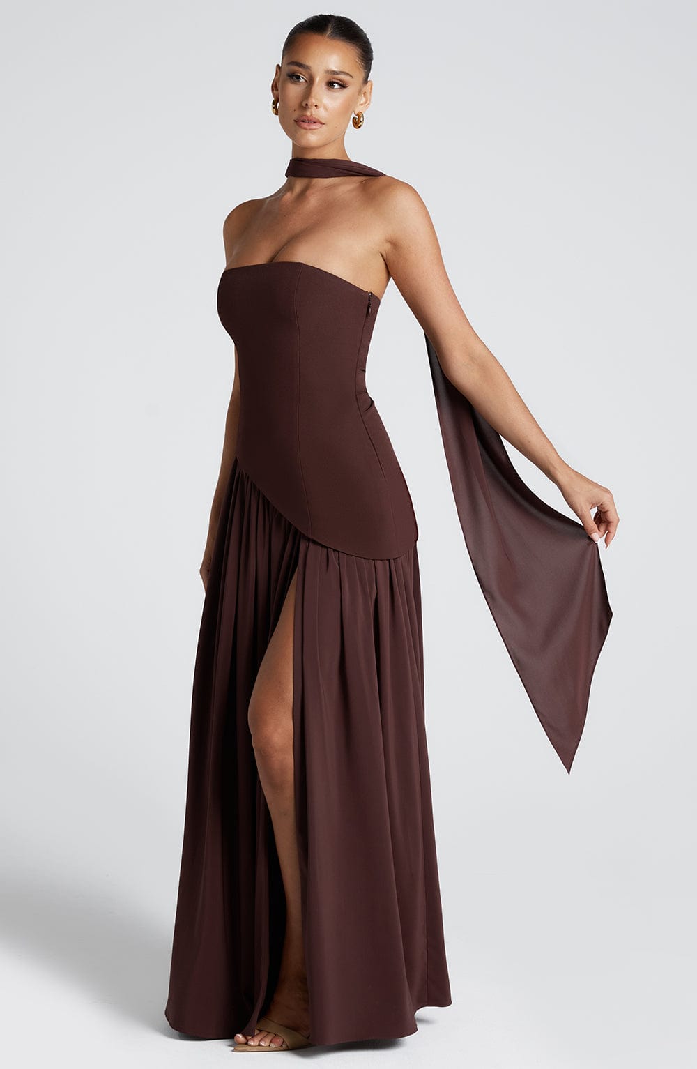 Damen Maxi Kleid mit Seitenschlitz
