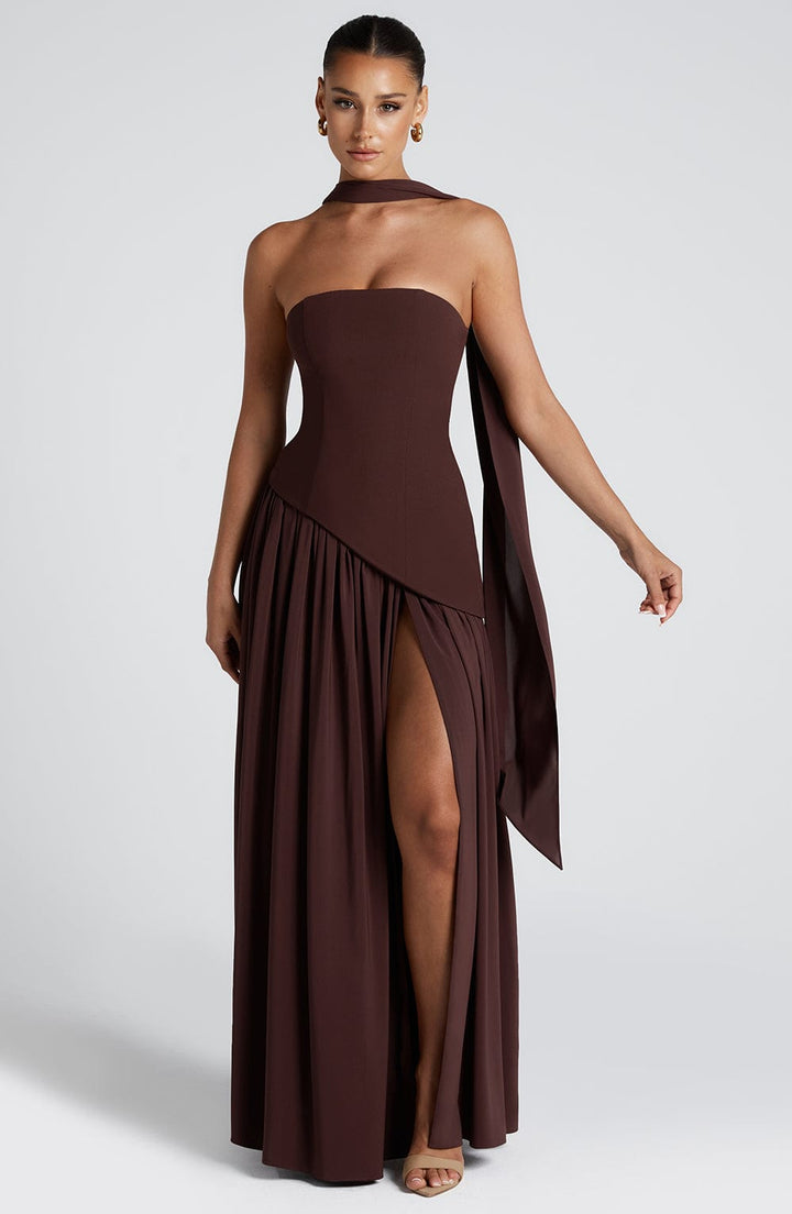 Damen Maxi Kleid mit Seitenschlitz
