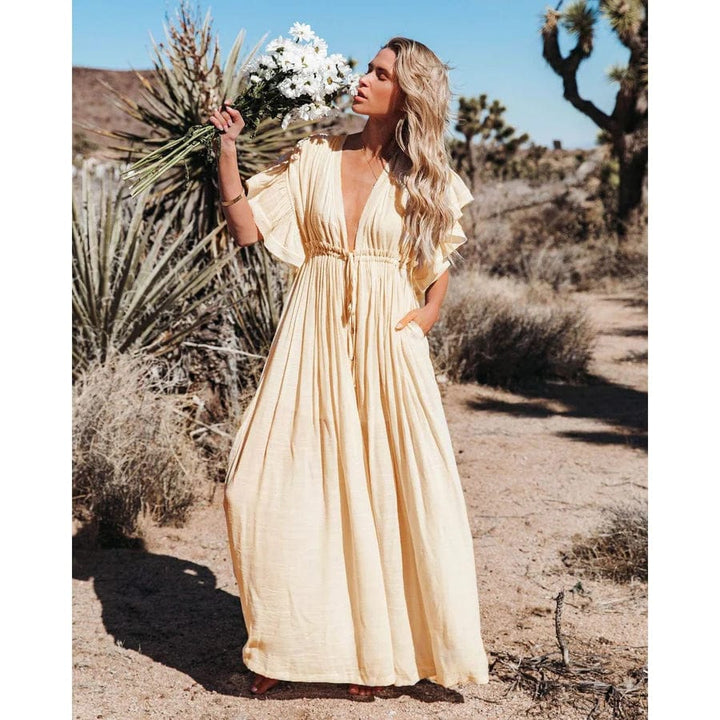 Solana | Maxi Ibiza Kleid in Creme