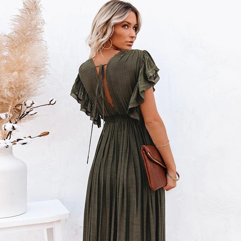 Esmee™ - Maxi Dunkelgrüne Ibiza Kleid