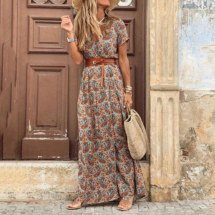 Liora | Maxi Ibiza Kleid im Hippie-Stil + GRATIS Gürtel