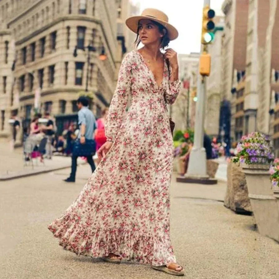 Ilse™ - Maxi Ibiza Stil Blumen Kleid