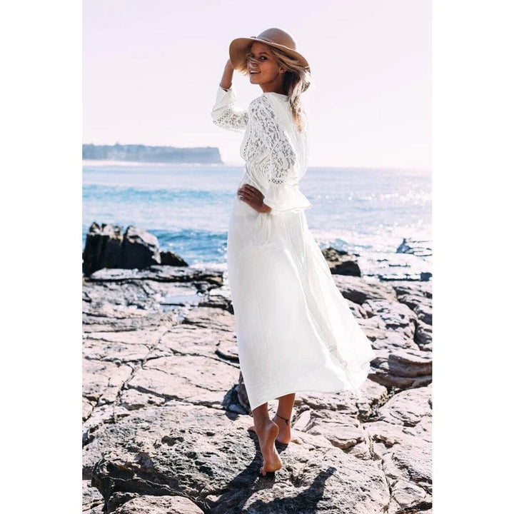 Jasmijn™ - Maxi Weiße Ibiza Strandkleid