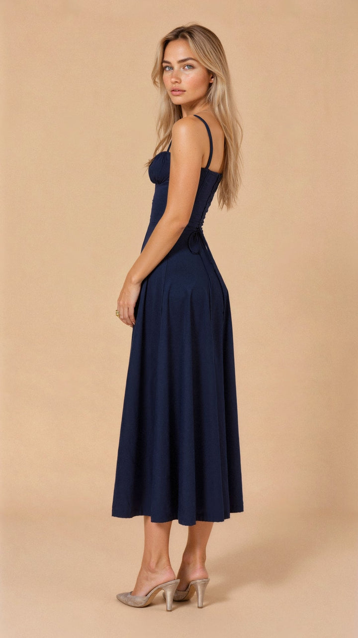 Margaret | Damen-Corsagen-Midi-Kleid mit seitlichem Schlitz