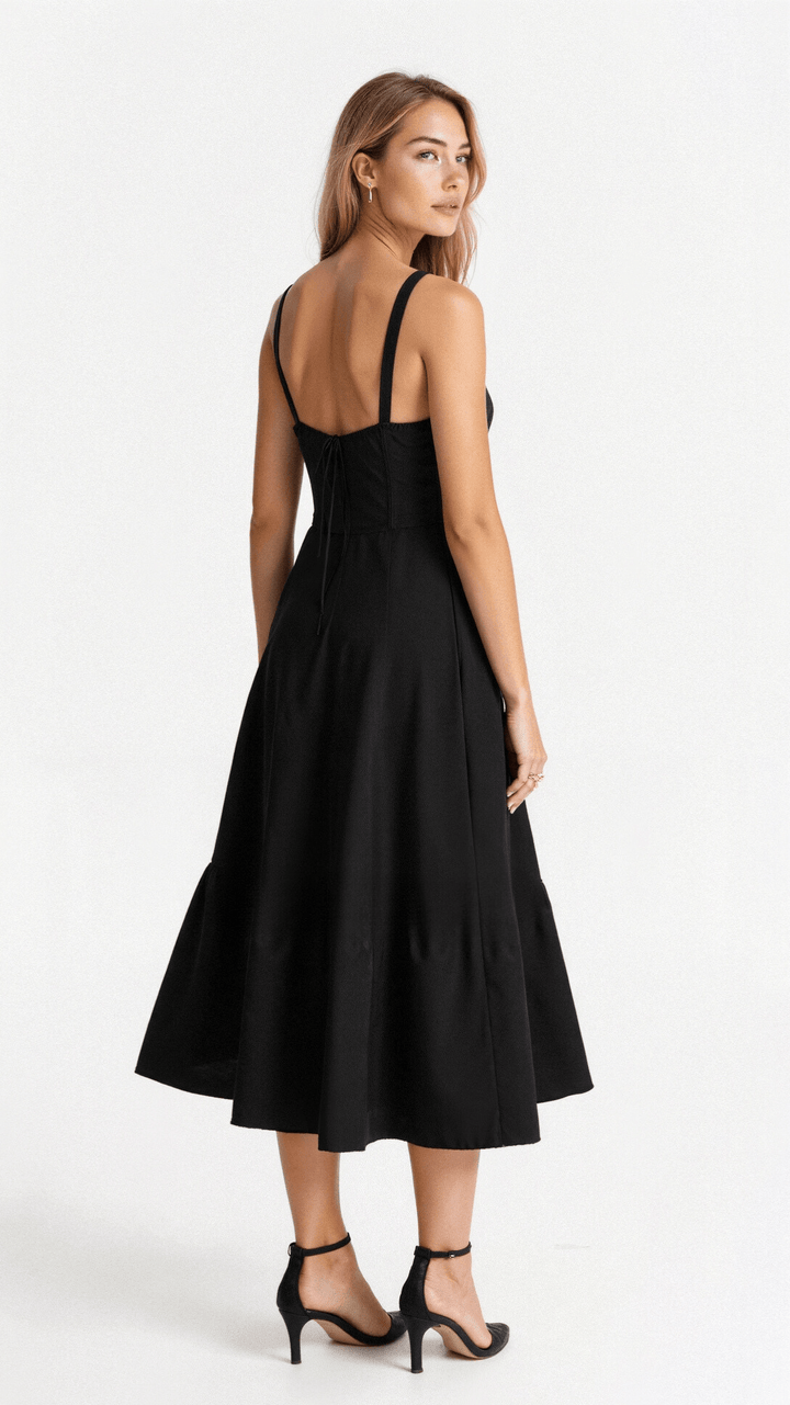 Margaret | Damen-Corsagen-Midi-Kleid mit seitlichem Schlitz