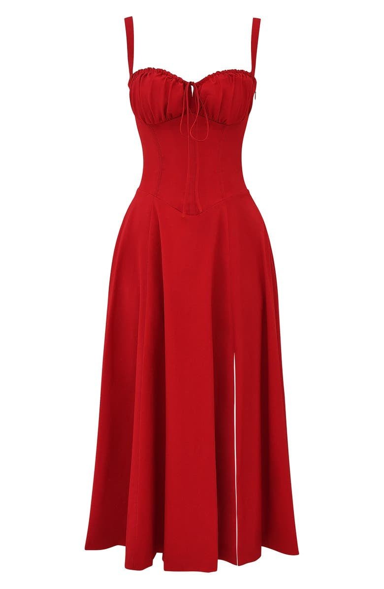 Margaret | Damen-Corsagen-Midi-Kleid mit seitlichem Schlitz
