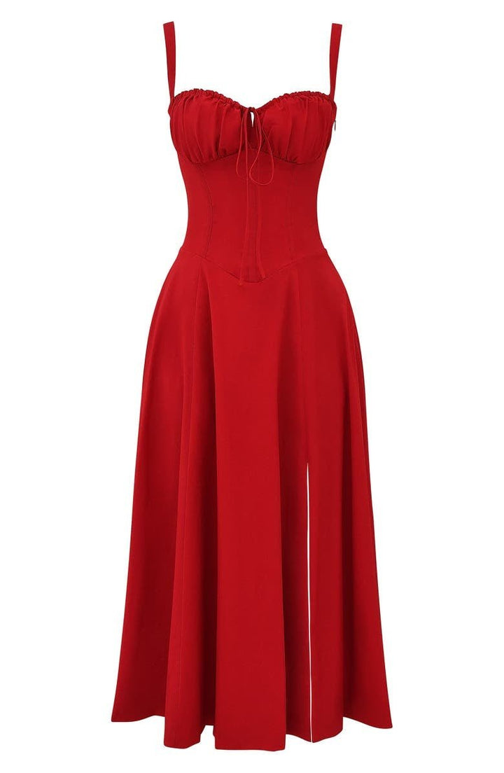 Margaret | Damen-Corsagen-Midi-Kleid mit seitlichem Schlitz