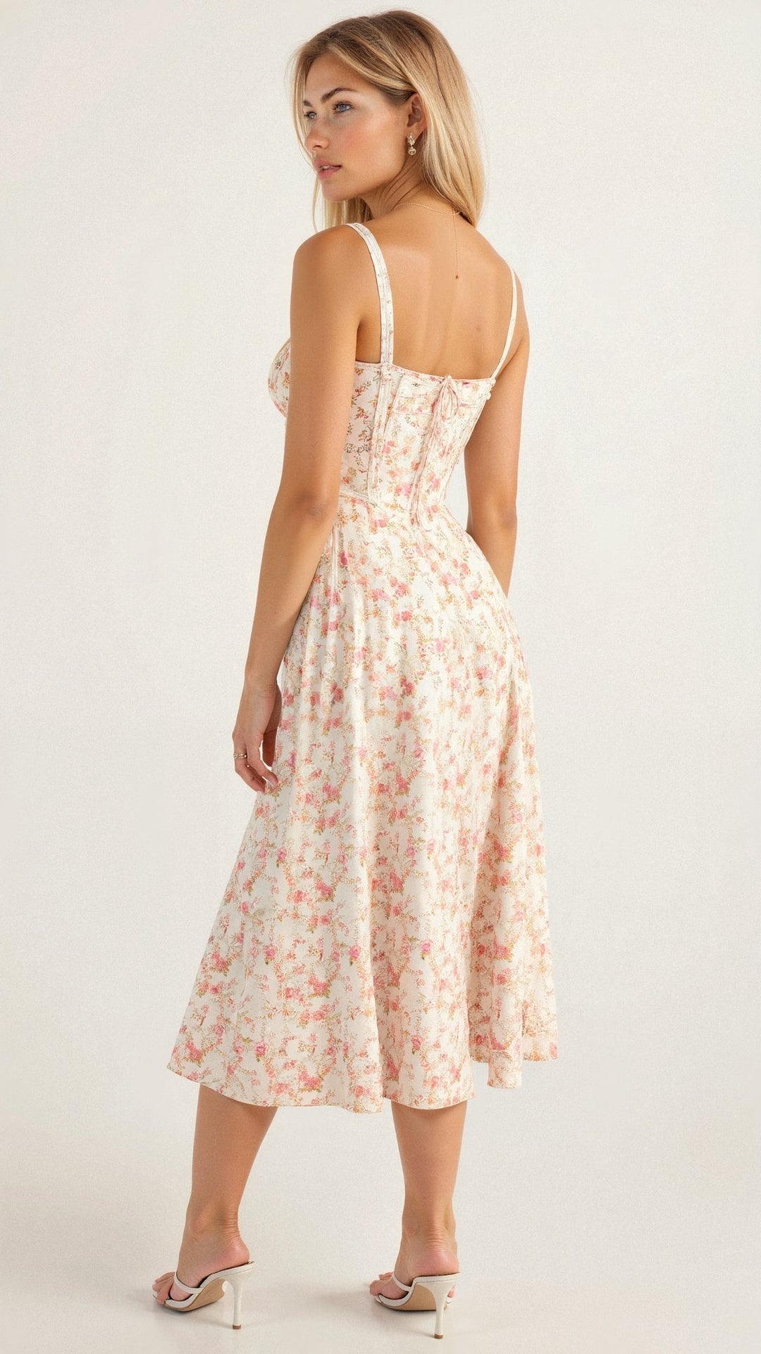 Margaret | Damen-Corsagen-Midi-Kleid mit seitlichem Schlitz