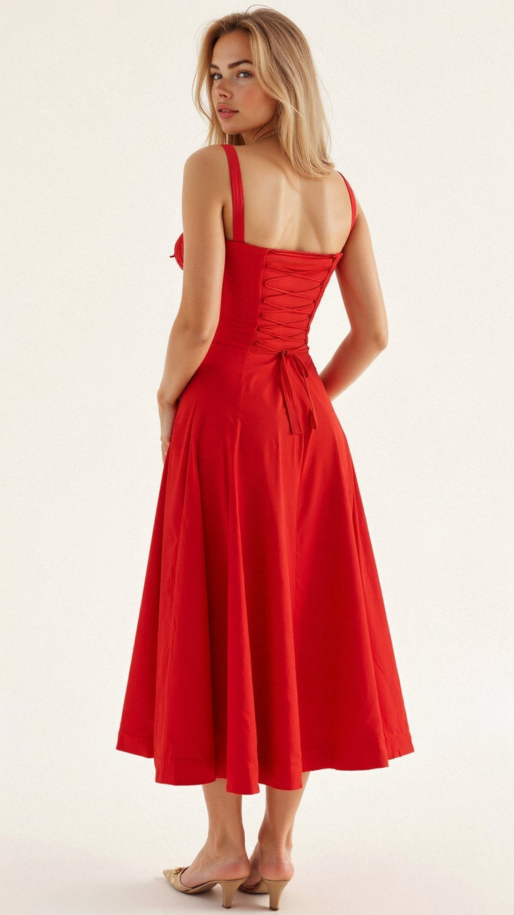 Margaret | Damen-Corsagen-Midi-Kleid mit seitlichem Schlitz