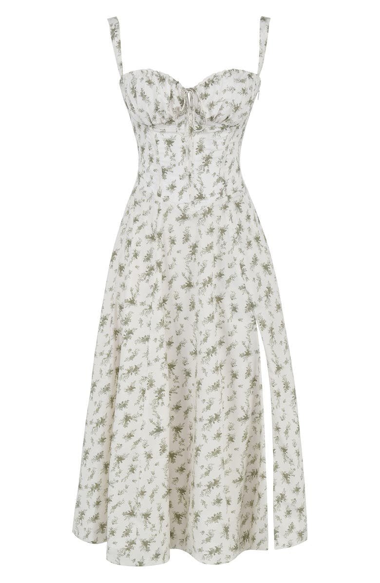 Margaret | Damen-Corsagen-Midi-Kleid mit seitlichem Schlitz