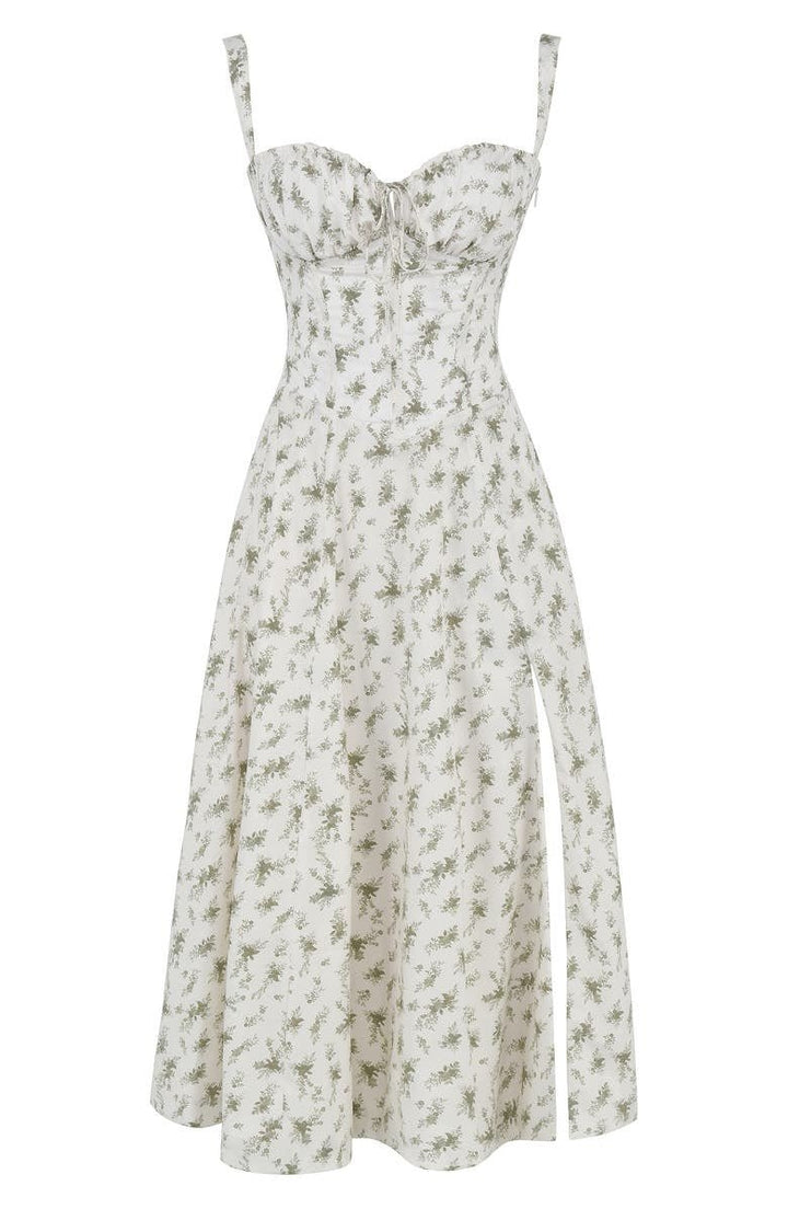 Margaret | Damen-Corsagen-Midi-Kleid mit seitlichem Schlitz