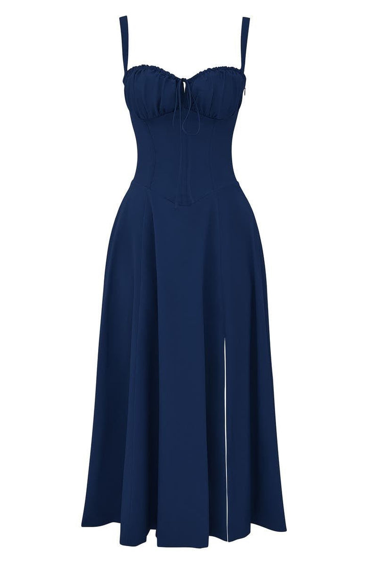 Margaret | Damen-Corsagen-Midi-Kleid mit seitlichem Schlitz