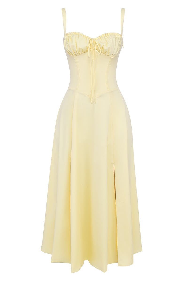 Margaret | Damen-Corsagen-Midi-Kleid mit seitlichem Schlitz