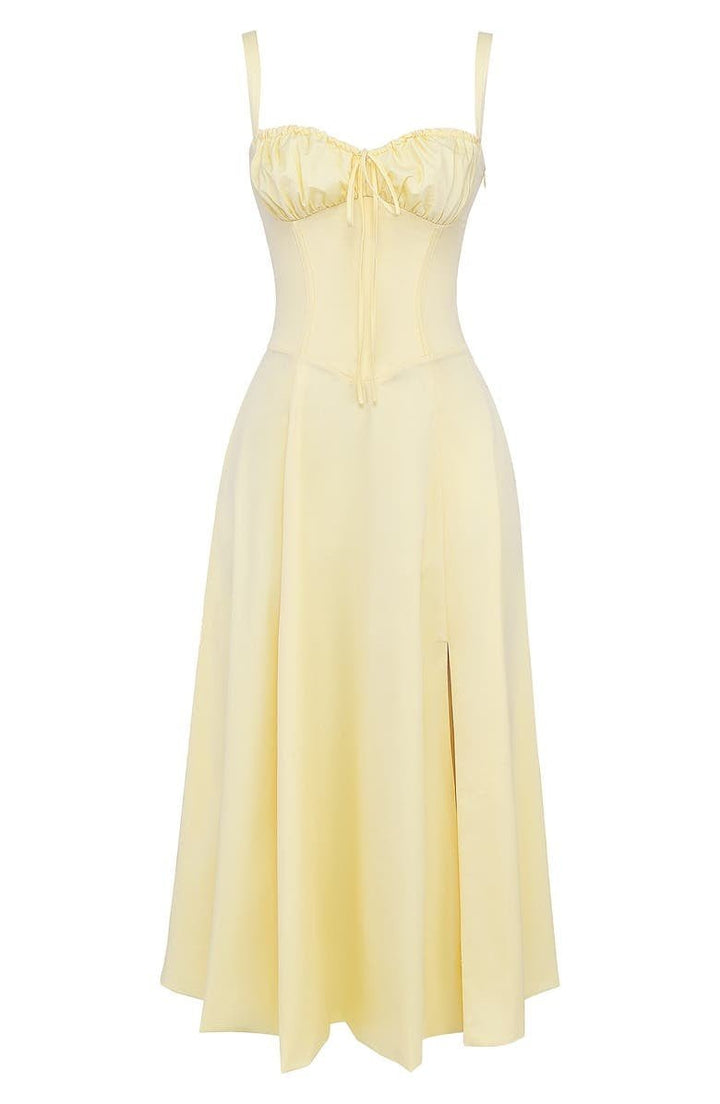 Margaret | Damen-Corsagen-Midi-Kleid mit seitlichem Schlitz