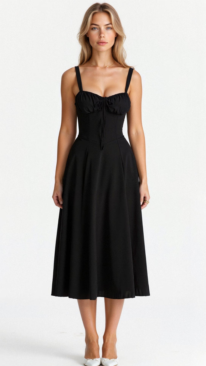 Margaret | Damen-Corsagen-Midi-Kleid mit seitlichem Schlitz