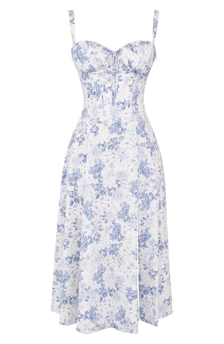 Margaret | Damen-Corsagen-Midi-Kleid mit seitlichem Schlitz
