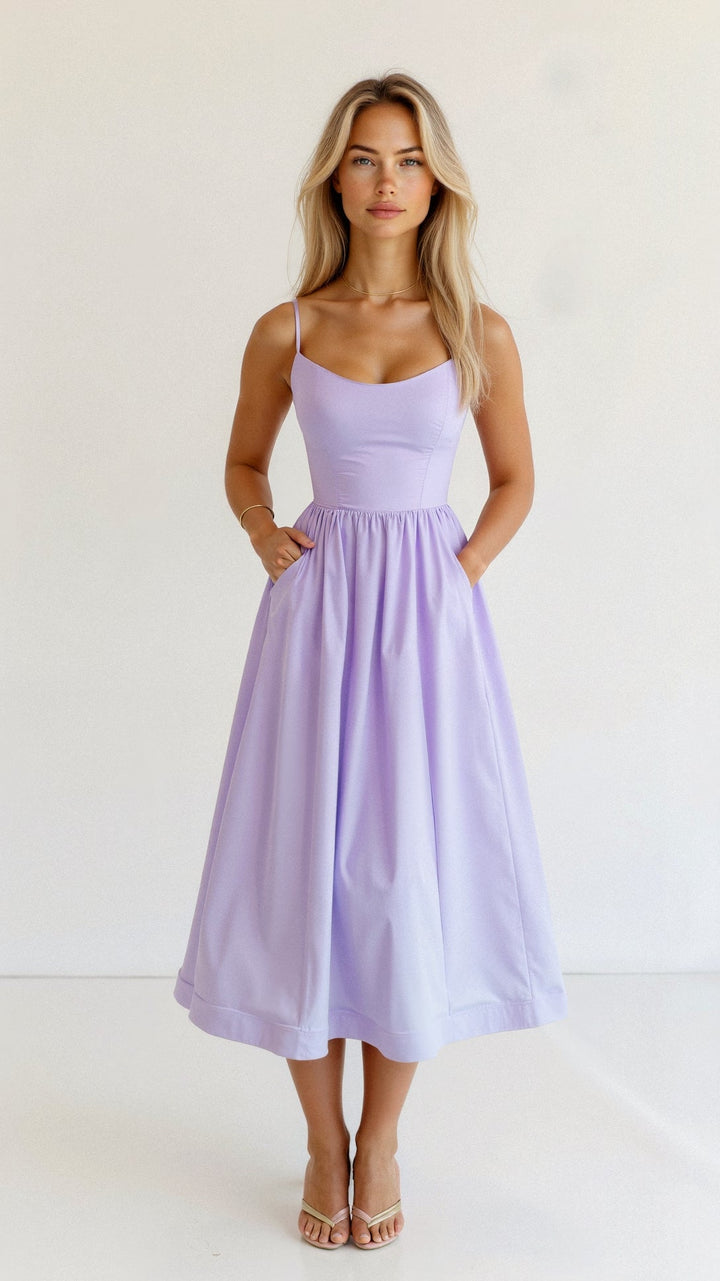 Rose | Schickes ärmelloses Midi-Kleid für Frauen