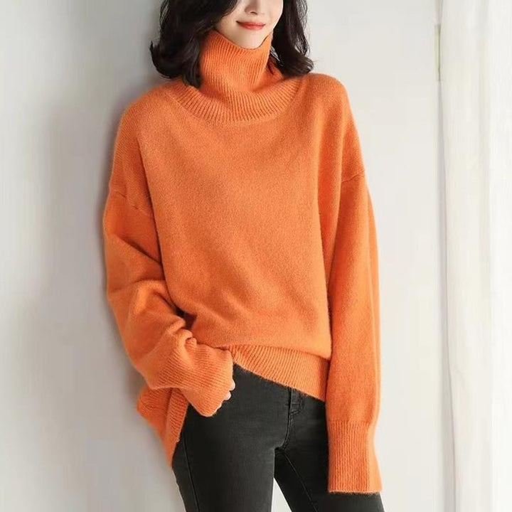 Jersey de cuello alto de manga larga para mujer