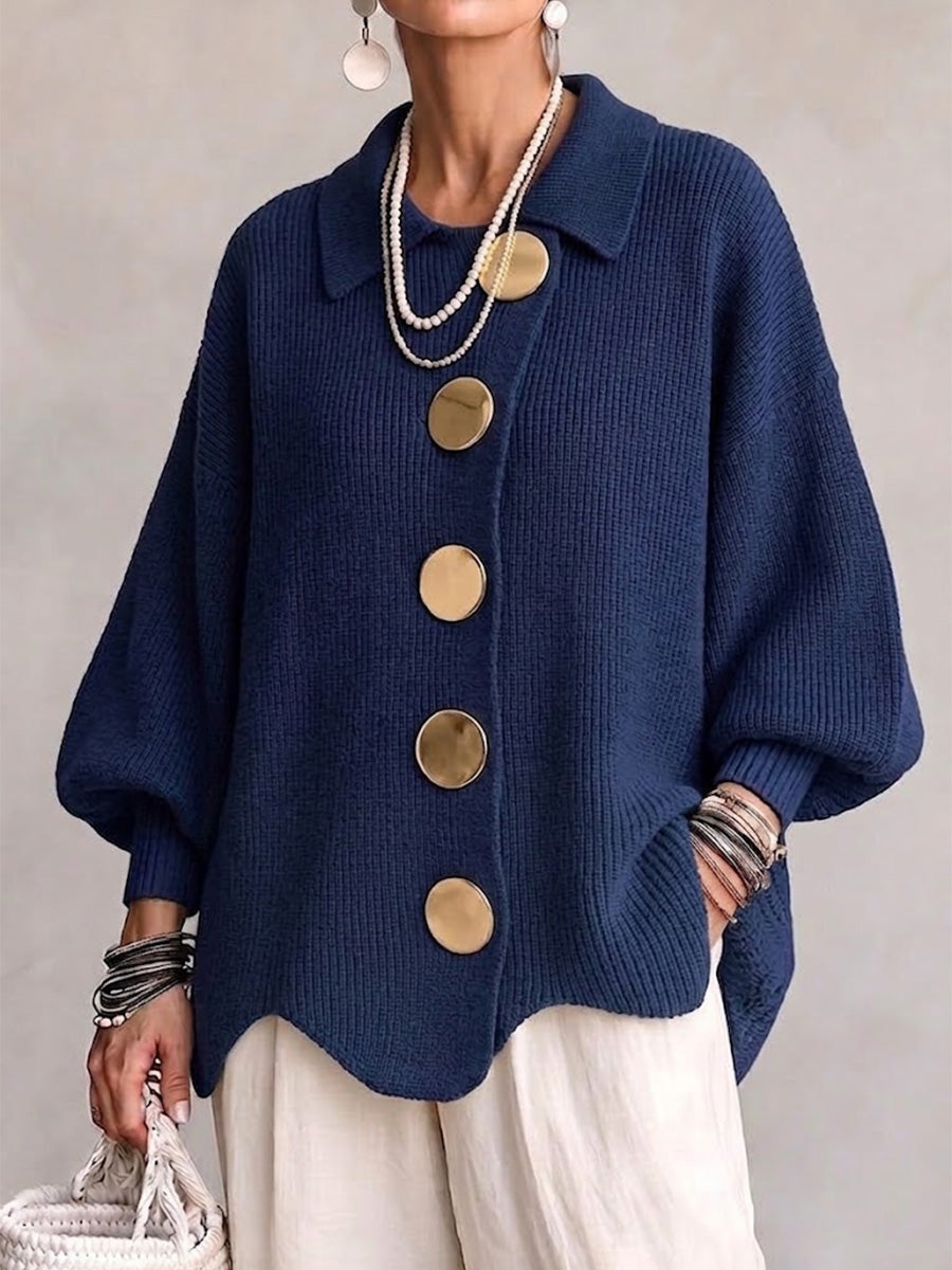 Damen Langarm-Strickjacke mit Knöpfen