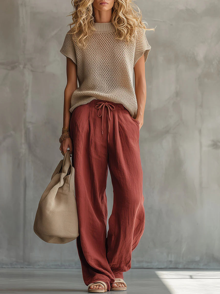 Damen Zweiteiliges Set mit Bindegürtel und Taschen