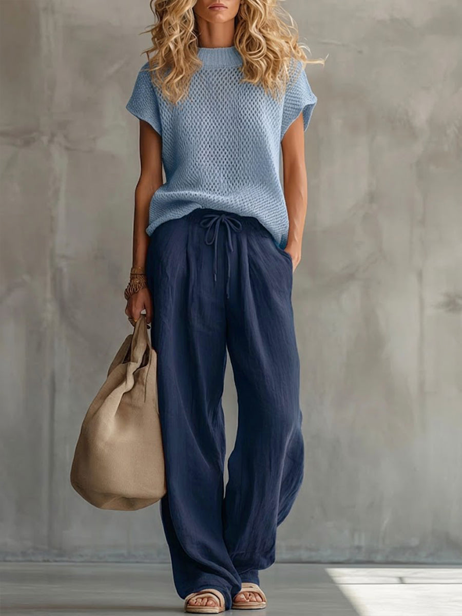 Damen Zweiteiliges Set mit Bindegürtel und Taschen