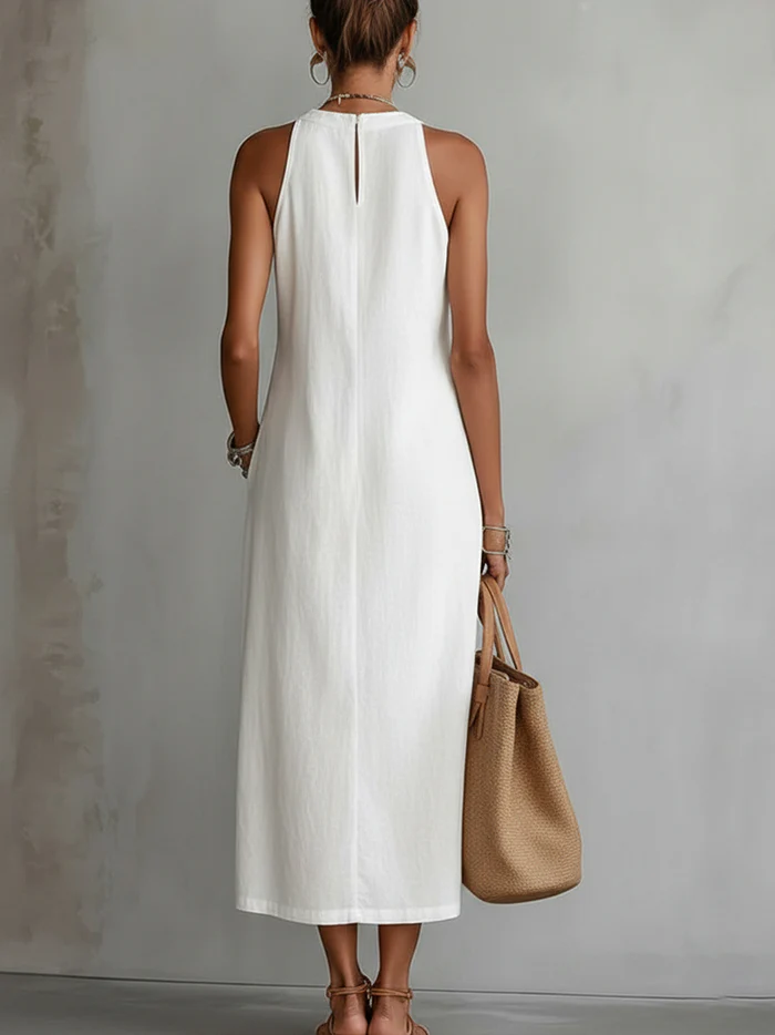 Jimena - Midi-Kleid mit stylischem Mao-Kragen