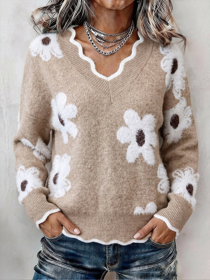 Sophie | Camisola de senhora com padrão floral e decote em V