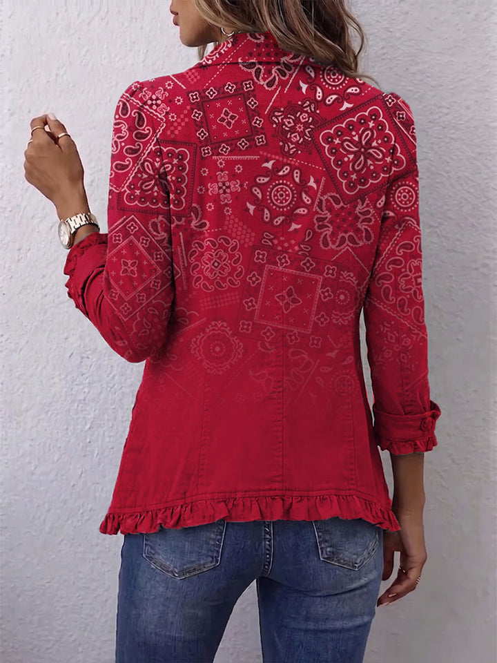 Damen Rüschenjacke mit Knöpfen