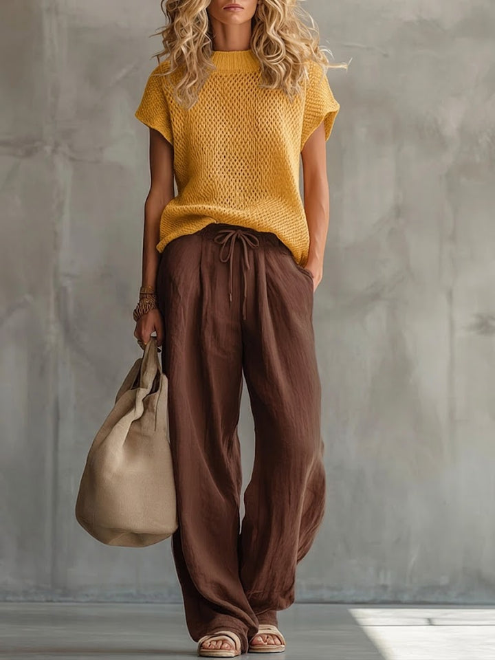 Damen Zweiteiliges Set mit Bindegürtel und Taschen