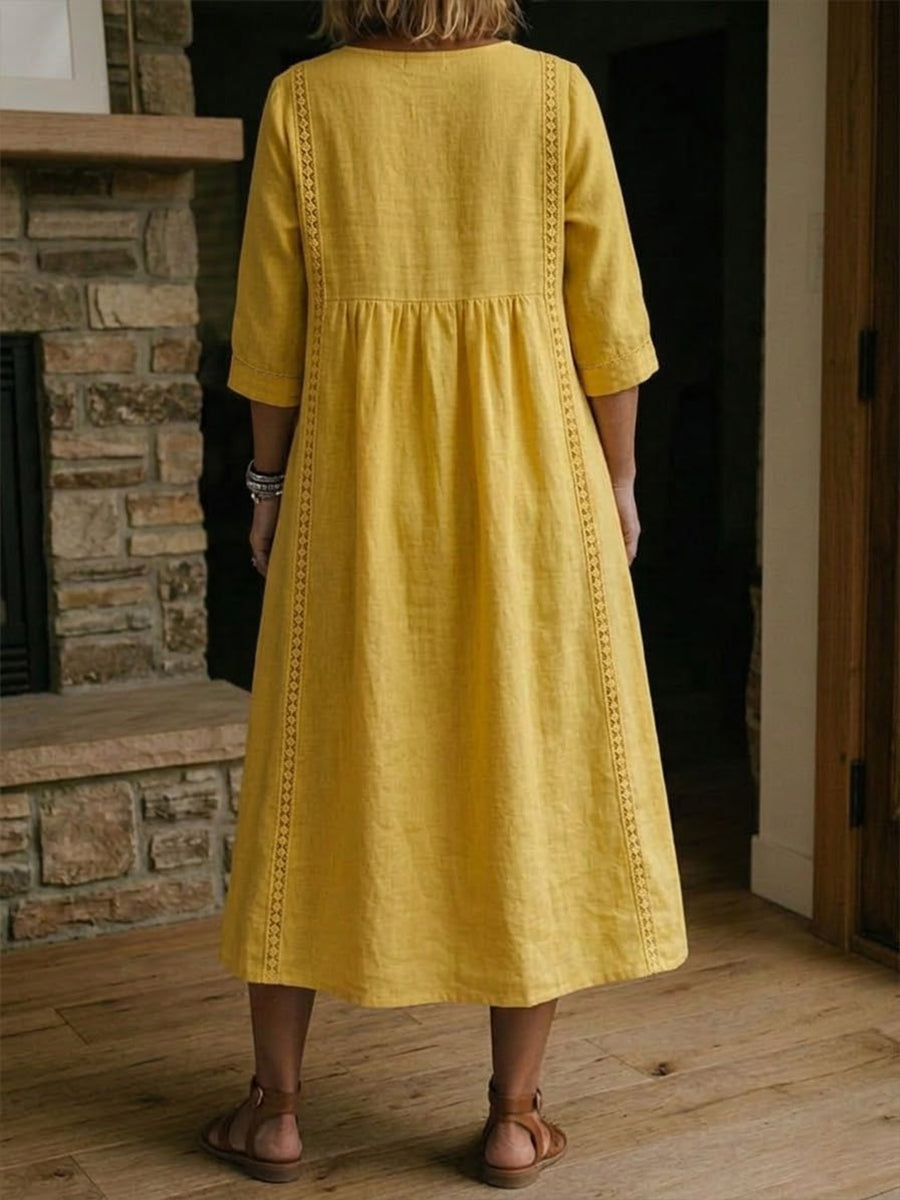 Antonia A-Linien Maxikleid mit 3/4-Ärmeln