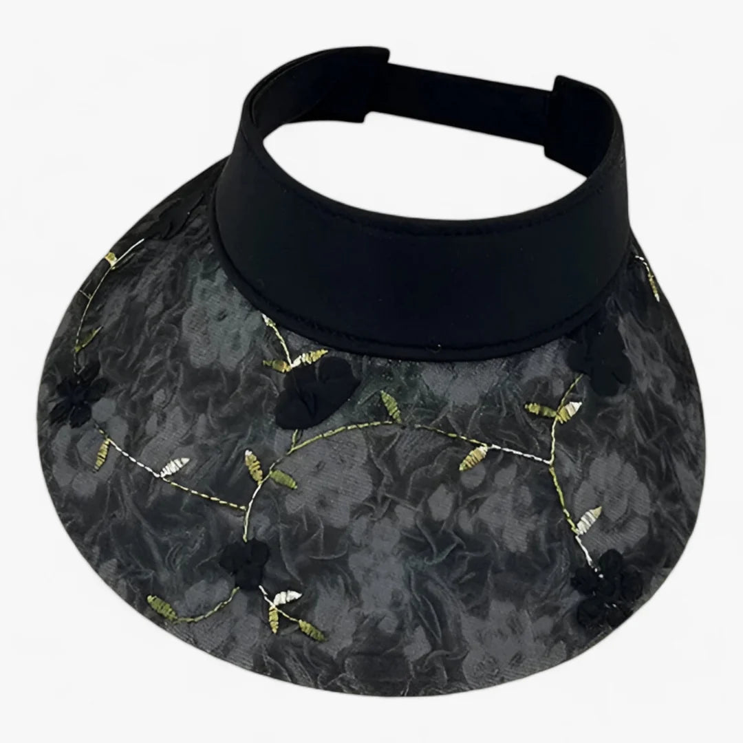 Faltbarer Strohhut mit Blumenakzent und UV-Schutz