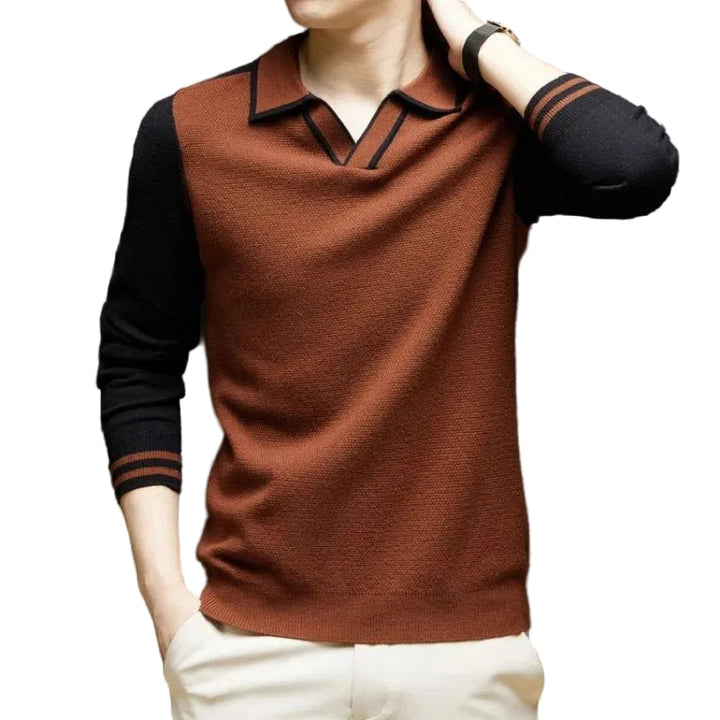 Maglione da uomo tipo polo a maniche lunghe