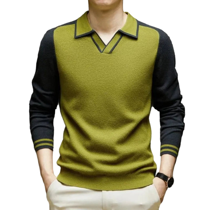 Maglione da uomo tipo polo a maniche lunghe