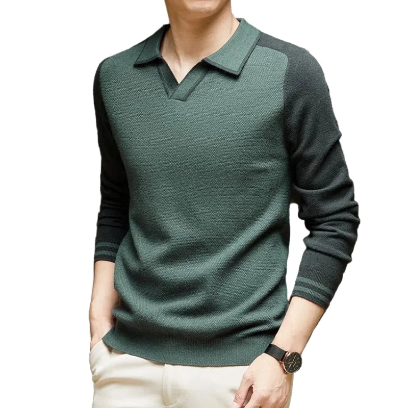 Maglione da uomo tipo polo a maniche lunghe
