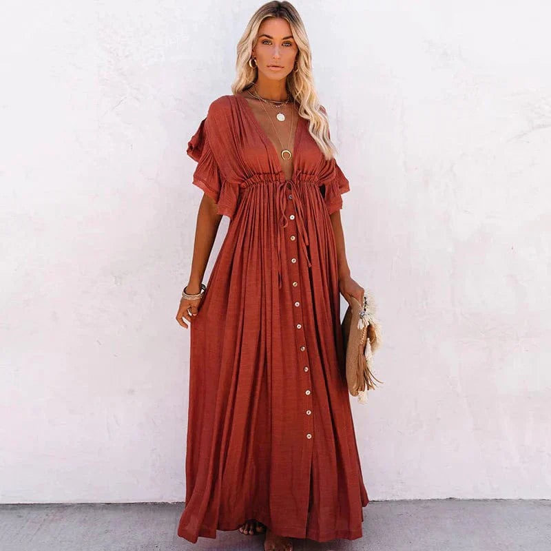 Julie™ - Rote Lange Strandkleid