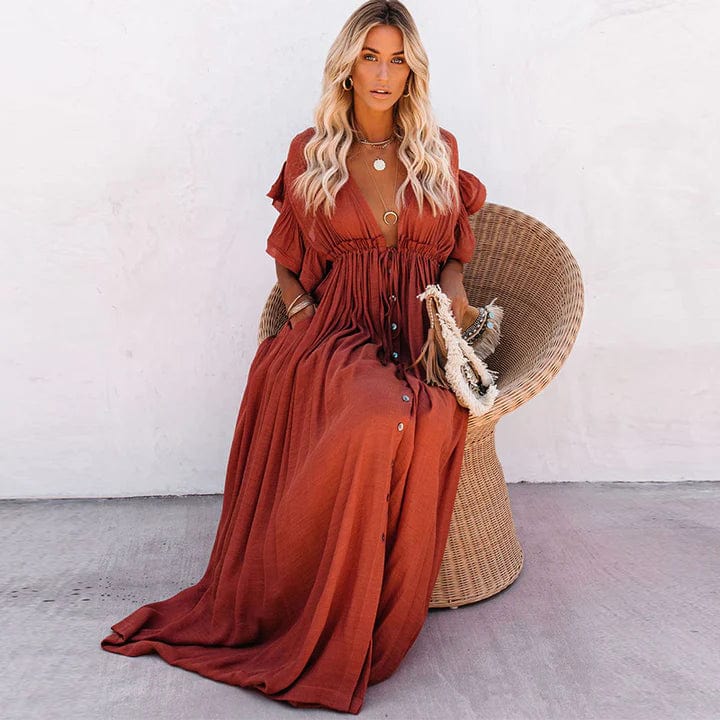 Julie™ - Rote Lange Strandkleid