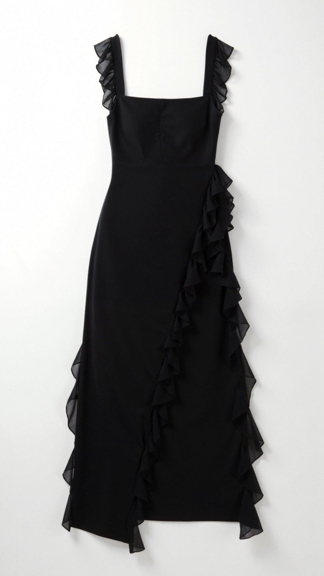 Laura | Damen Maxikleid mit Rüschen und seitlichem Schlitz