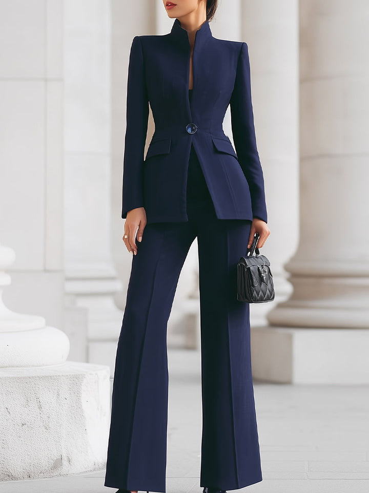 Damen Blazer & Weite Hosen Set mit Taschen
