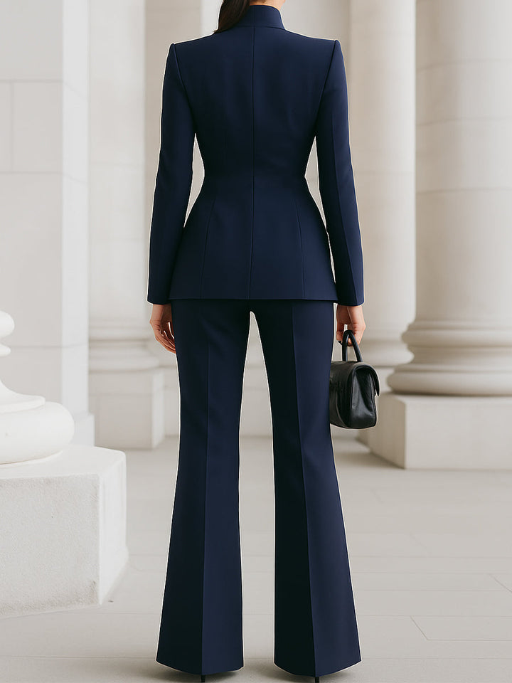 Damen Blazer & Weite Hosen Set mit Taschen