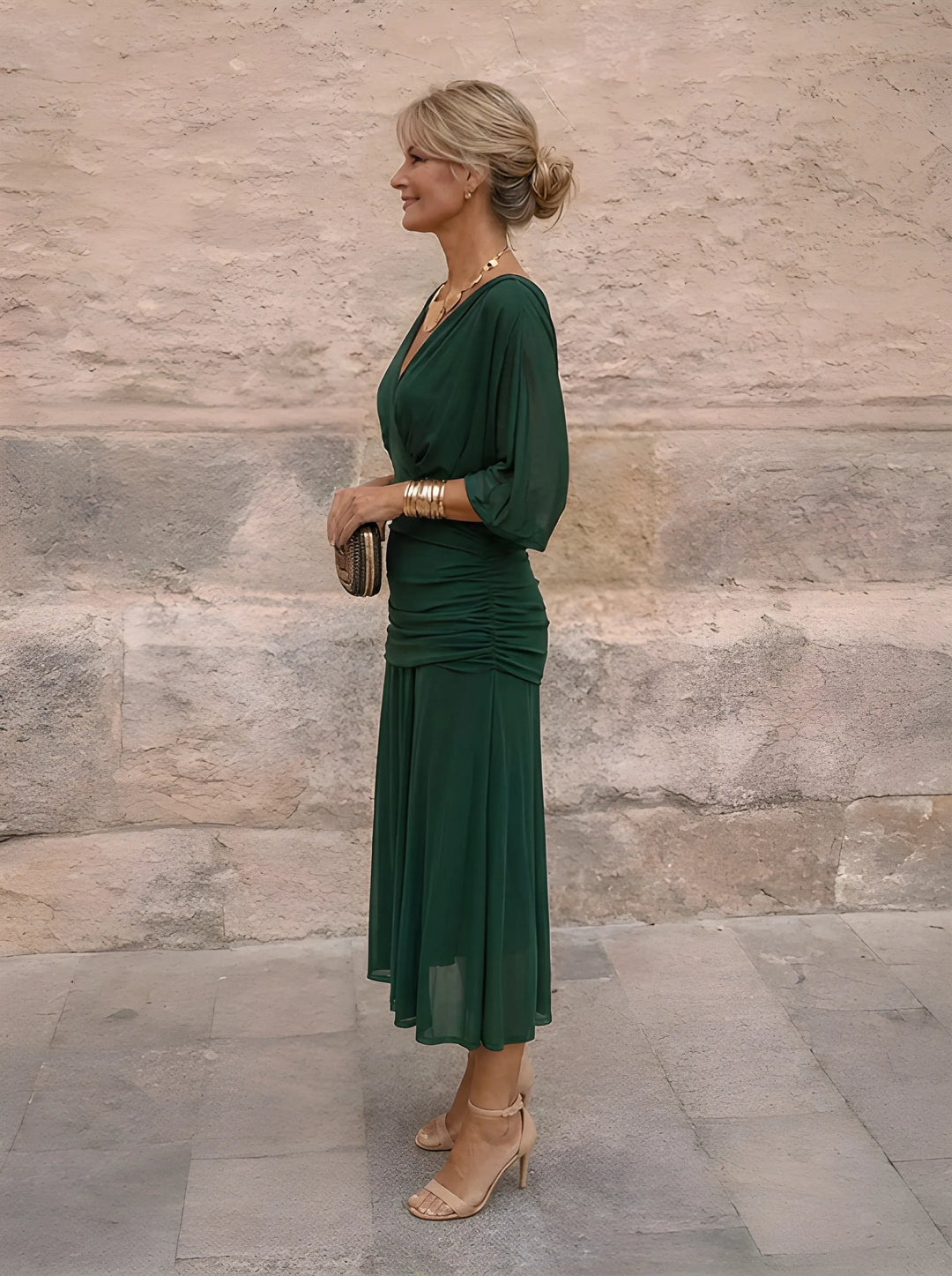 Elegant V-Neck Maxi Dress for Celebrations