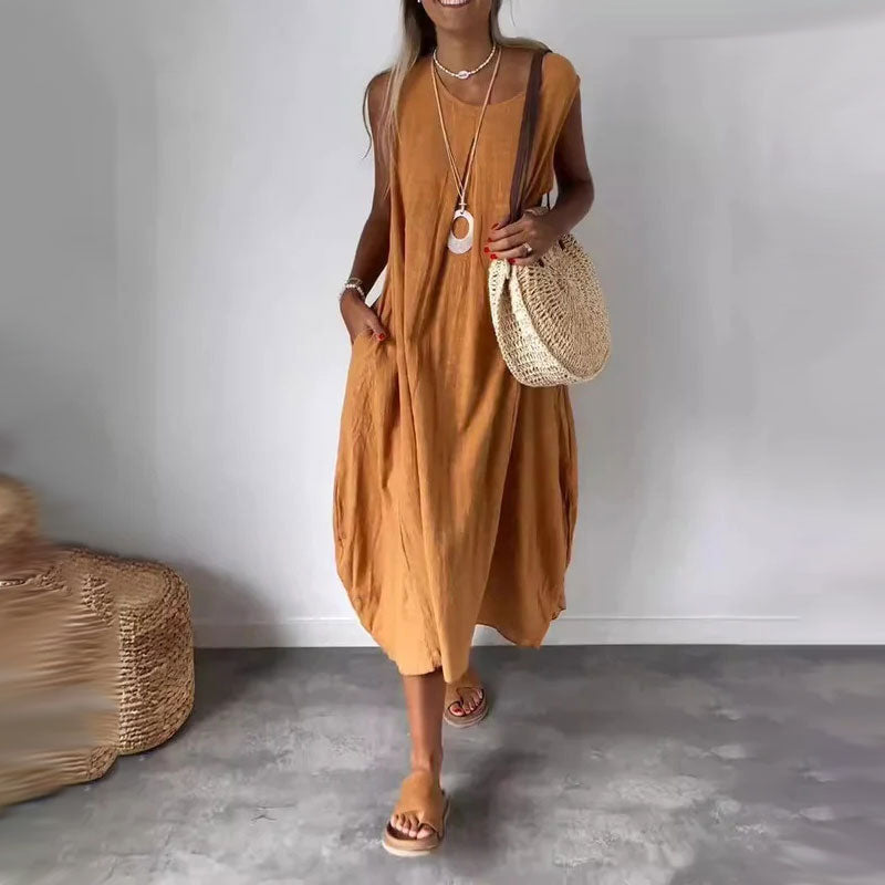 Noemi | Lässiges ärmelloses Kleid mit Taschen