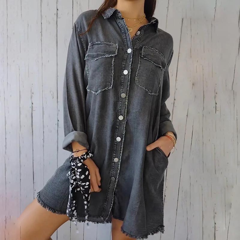 Deandra™ - Oversized Denim-Hemd