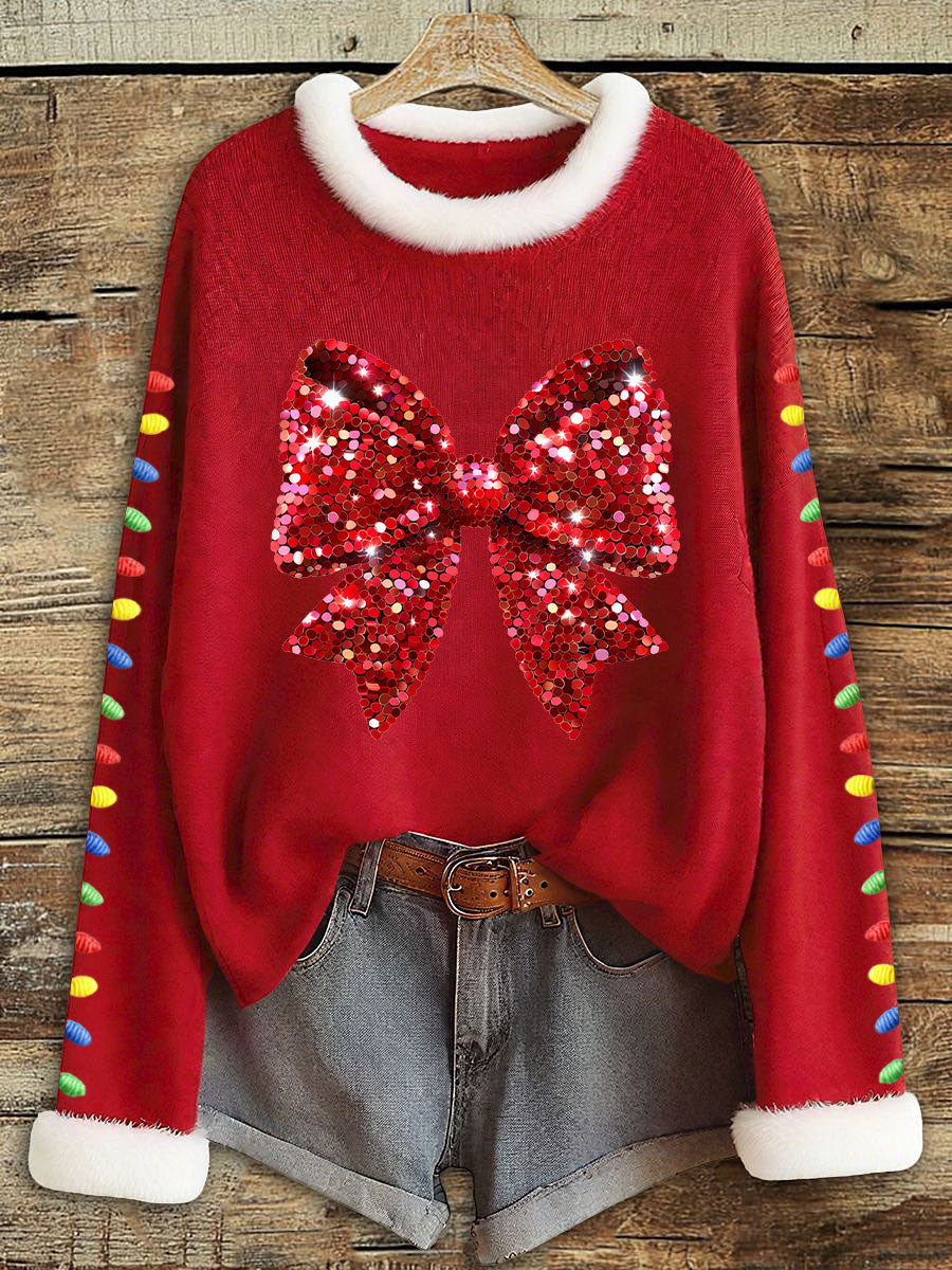 Damen Weihnachts Schleife Dekorative Licht Tops