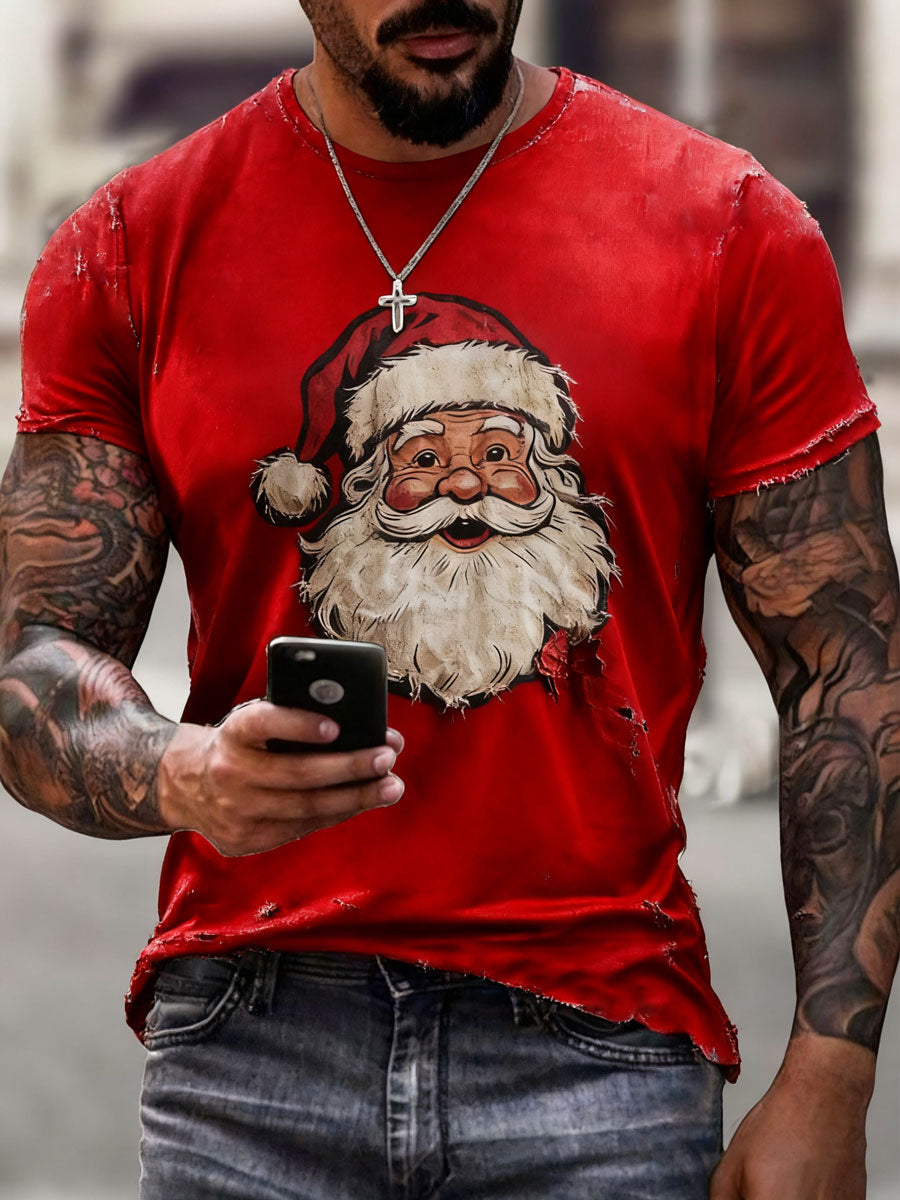 Herren Santa Claus Print Freizeit T-Shirt