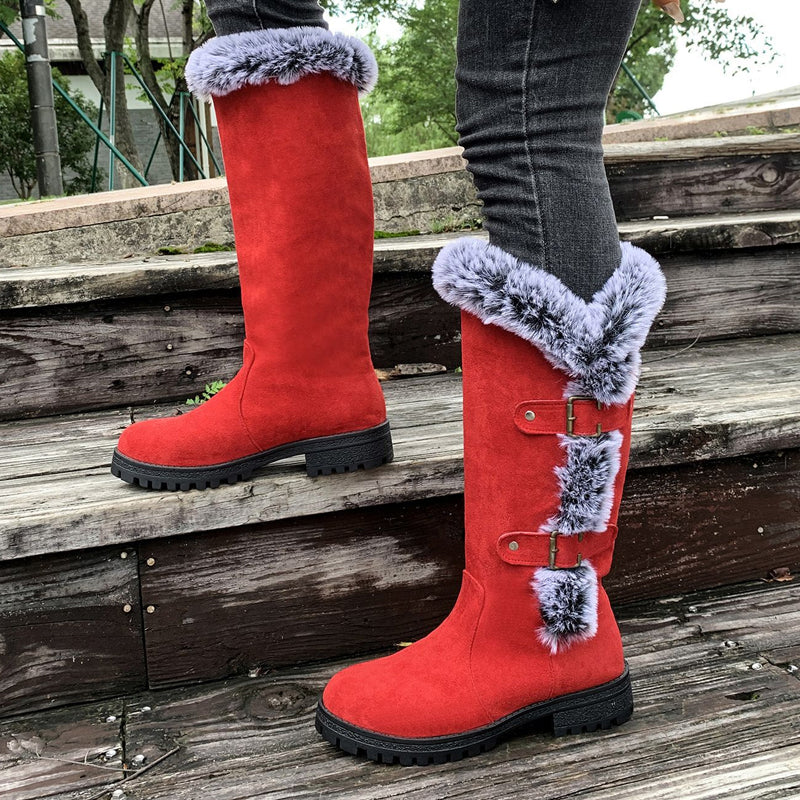Damen Dicke Plüsch Mid-Calf Schneestiefel